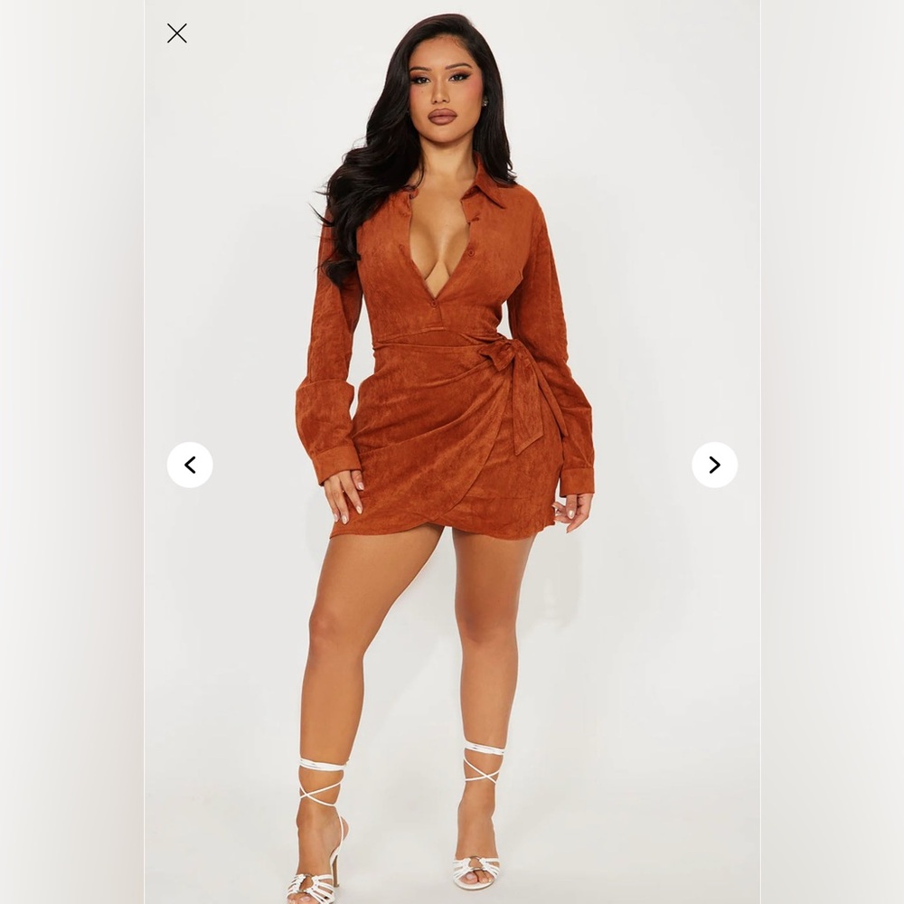 Elegant Rust Wrap Dress